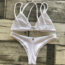Load image into Gallery viewer, Sporty Ribbed White Bikini Set